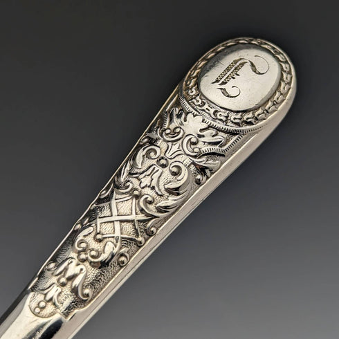 維多利亞晚期英國古董銀盤甜點餐具 12 對套裝木盒